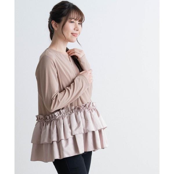 『セール実施中』ZOZO問い合わせ番号:101482368ショップ:Sweet Mommy，スウィートマミーブランド:SweetMommy，スウィートマミー商品名:サテンフリル ペプラムトップス マタニティ　[授乳 産前産後]カテゴリ:ママ...
