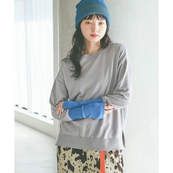ニット セーター ソフトタッチ配色プルオーバー レディース