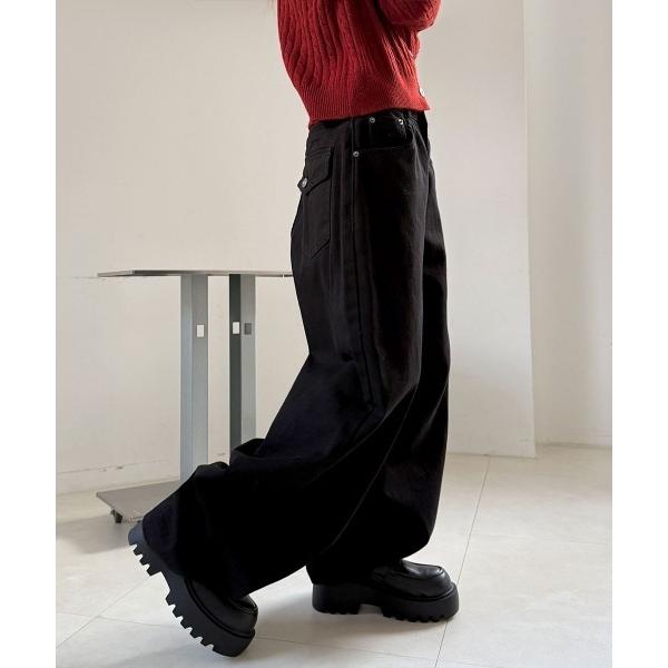 ワイドパンツ パンツ バックポケット コットン バルーン ワイドパンツ レディース