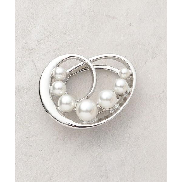 ブローチ 「マグネット」フェイクパール×メタルブローチ レディース