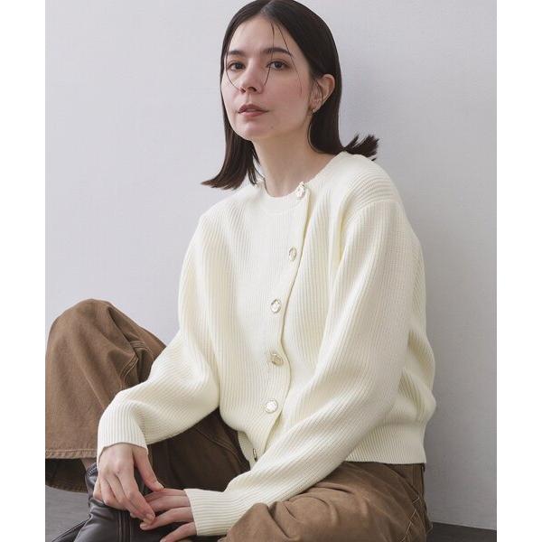 カーディガン アシンメトリーボタンカーディガン「洗濯機OK」 レディース