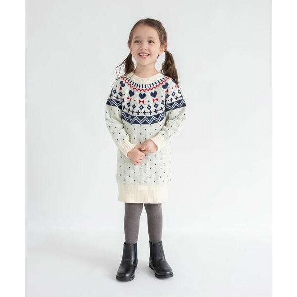 ZOZO問い合わせ番号:101689705ショップ:branshes，ブランシェスブランド:branshes，ブランシェス商品名:【マシンウォッシャブル】ノルディック風ハート柄ニットワンピースカテゴリ:ワンピース/ドレス>ワンピースブ...