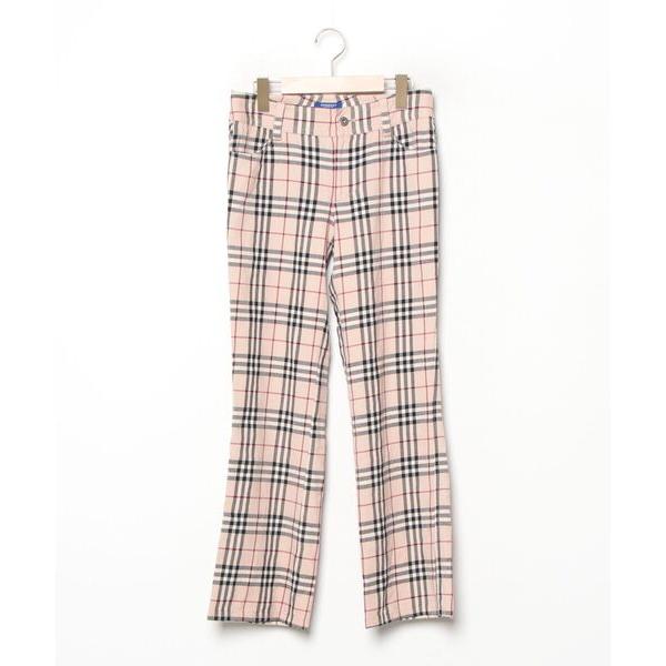 「BURBERRY BLUE LABEL」 チェック柄パンツ 36 ベージュ レディース
