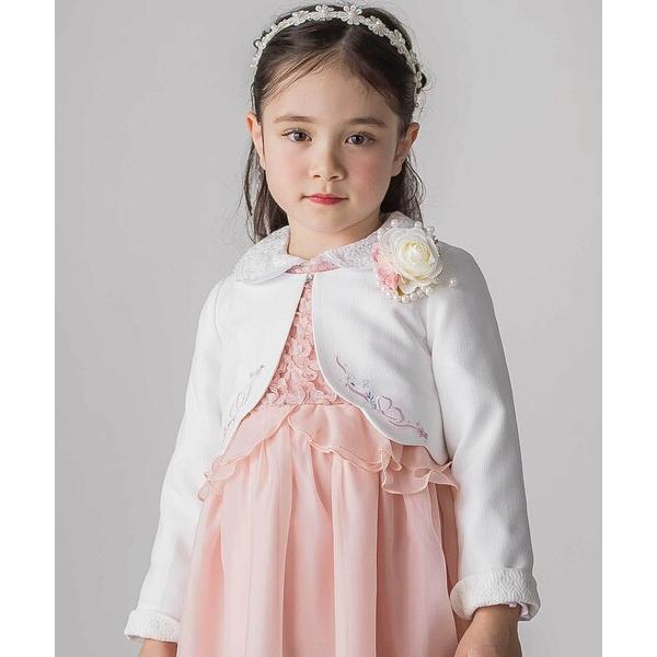 ZOZO問い合わせ番号:101725145ショップ:BEBE ONLINE STORE，ベベ オンラインストアブランド:SLAP SLIP，スラップスリップ商品名:袖折り返しレース刺しゅう裾スカラップボレロ(110~130cm)カテゴリ:ジ...