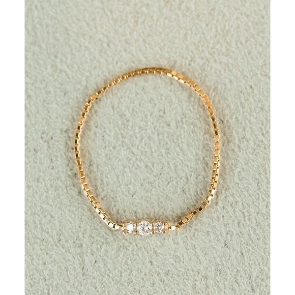 ZOZO問い合わせ番号:101725943ショップ:NOIR DE POUPEE，ノワールドプーペブランド:NOIR DE POUPEE，ノワールドプーペ商品名:【WEB限定】K18vermeil ダイヤモンド 3石チェーンリングカテゴリ:...