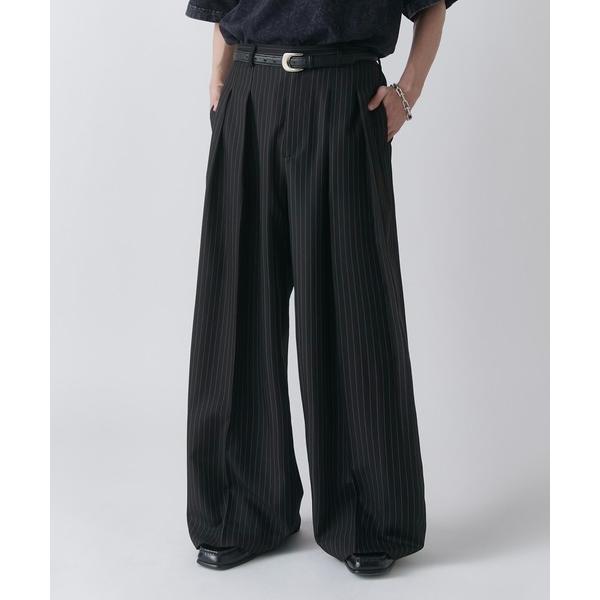 ワイドパンツ スラックス 「Neucon」PINSTRIPE 2TUCK WIDE SLACKS / ピンストライプ2タックワイドスラックス メンズ