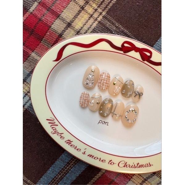 ネイルチップ ネイルシール 「pon」white christmas(MA)