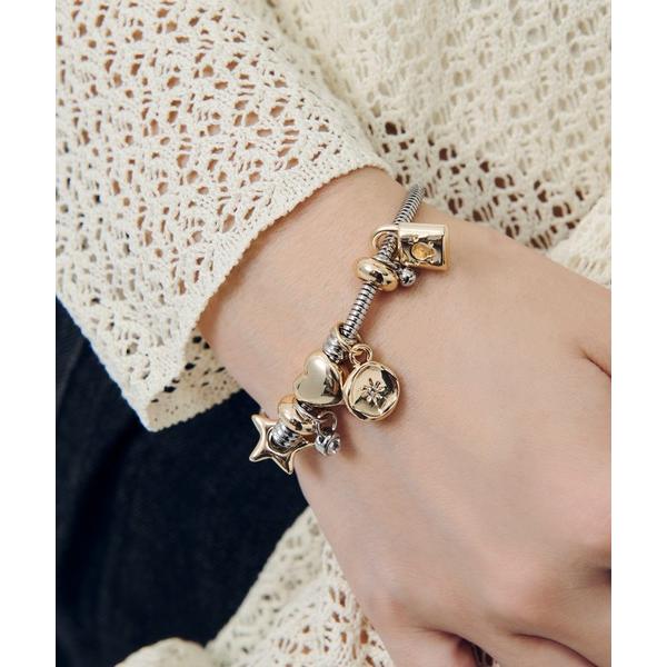 ブレスレット ミックス モチーフ スネーク チェーン ブレスレット レディース