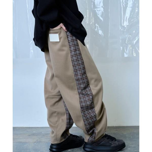 スラックス 「Nora Lily」Switching Wide Leg Barrel Pants メンズ レディース