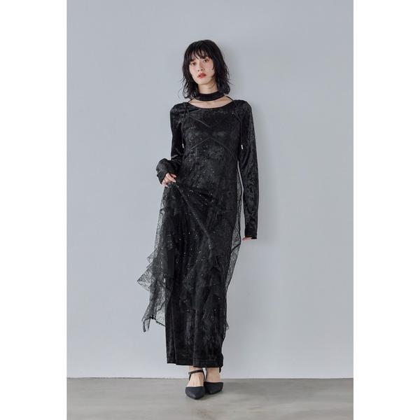 ZOZO問い合わせ番号:101896553ショップ:bflat，ビーフラットブランド:niana，ニアナ，ANDRESD，アンドレスド商品名:スパークルレースベロアドレス 2点セット 結婚式 成人式 二次会 同窓会 入学式 卒業式 パーティ...