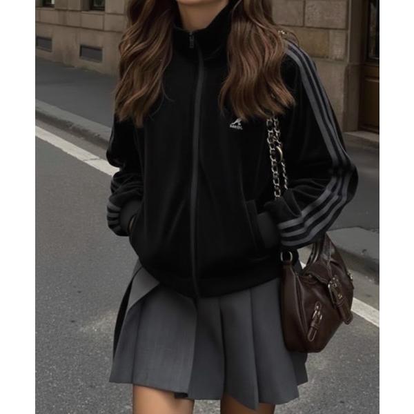 『セール実施中』ZOZO問い合わせ番号:101929584ショップ:Teem Store，チームストアブランド:KANGOL，カンゴール，link lot，リンクロット商品名:【KANGOL】袖ラインワンポイント刺繍ベロアトラックジャケット...