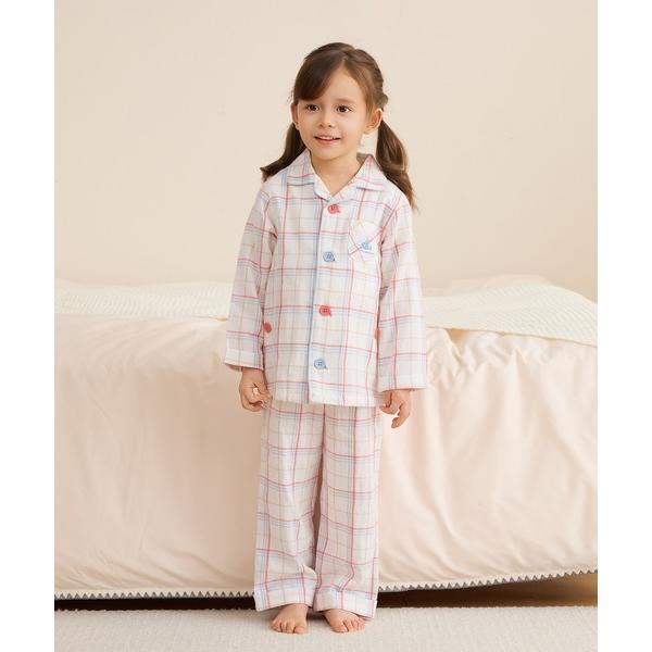 ZOZO問い合わせ番号:101963437ショップ:Combi mini，コンビミニブランド:combimini，コンビミニ商品名:おなか安心ボタン付き長袖前開きガーゼパジャマ（チェック）カテゴリ:ルームウェア>ルームウェア/パジャマ...