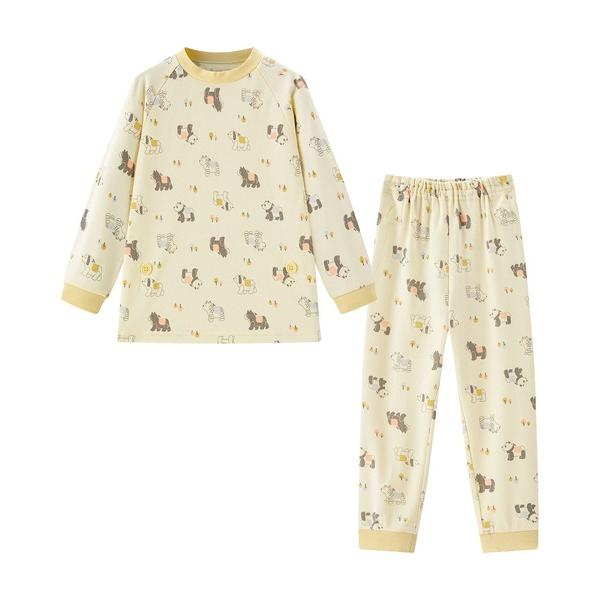 ZOZO問い合わせ番号:101963442ショップ:Combi mini，コンビミニブランド:combimini，コンビミニ商品名:おなか安心ボタン付き毛玉ができにくいスムース長袖パジャマ（メロディアニマル・恐竜）カテゴリ:ルームウェア&g...