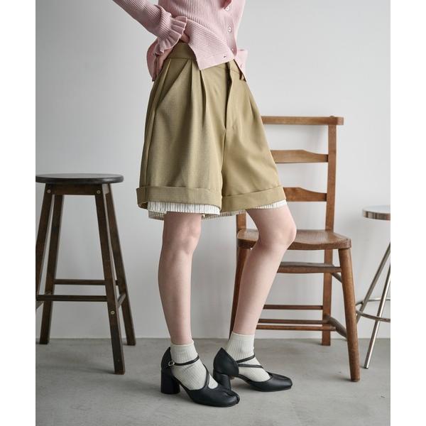 パンツ スイッチヘムロールアップショートパンツ レディース