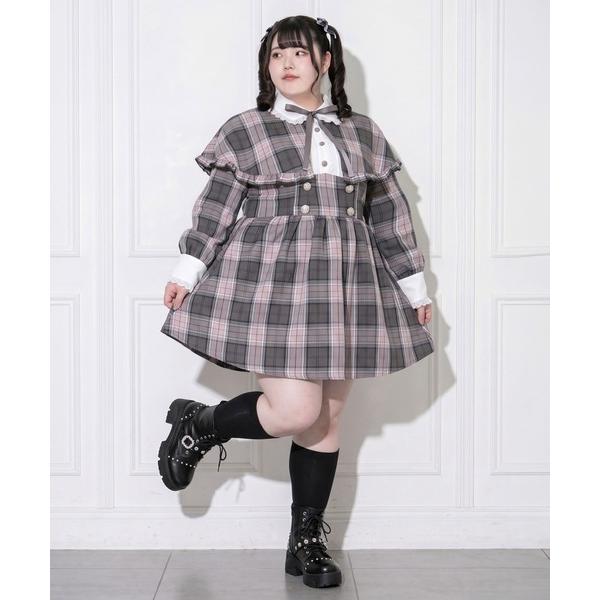 ワンピース 「大きいサイズ」「4L-6L」2wayケープお嬢様ワンピース