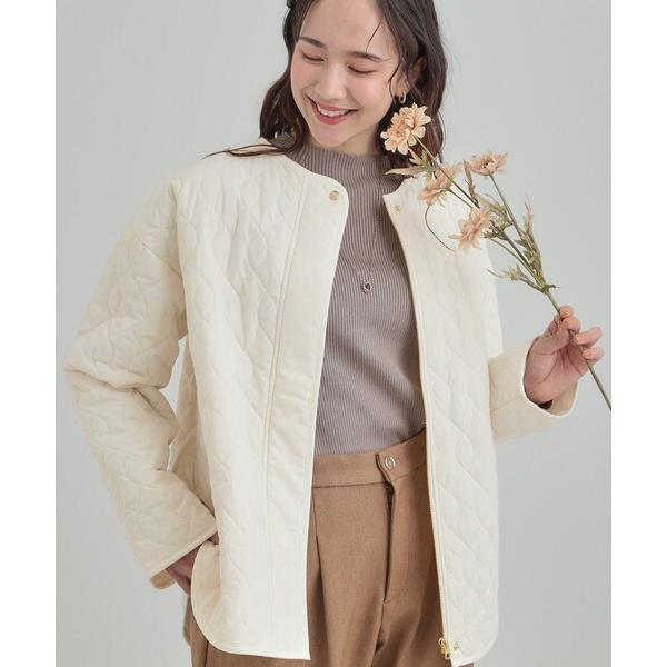 ジャケット ノーカラージャケット 「洗濯機可/S-LL/撥水」ゴールドパーツで女性らしさをプラス 大人が着たい ノーカラーキルトジャケット レディース
