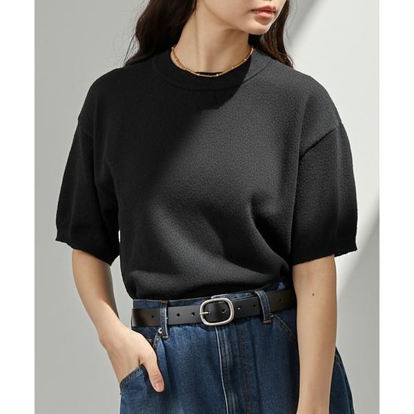 uvカット tシャツ 半袖 接触冷感 ブークレサマーニット 半袖プルオーバー「UVカット/マシンウォッシャブル」 レディース