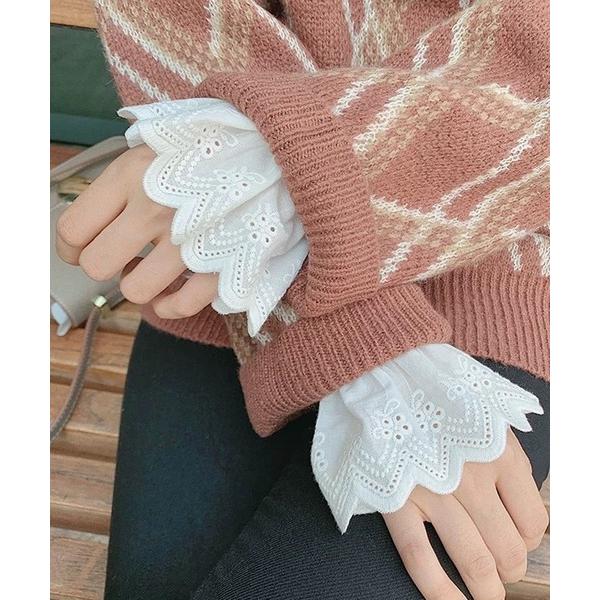 つけ襟 付け襟 コットン刺繍スカラップレース フリル付け袖