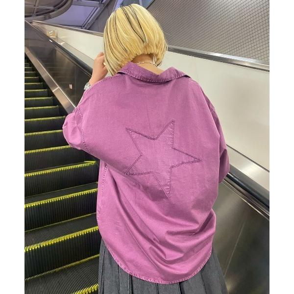 ブラウス シャツ ACID WASH STAR PATCH SHIRT レディース メンズ