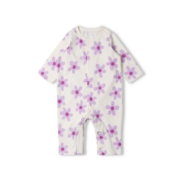 ベビー服 ロンパース 綿100% お花柄長袖ロンパース Tオール