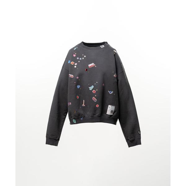 トレーナー スウェット Kids Sticker Printed Sweatshirt レディース
