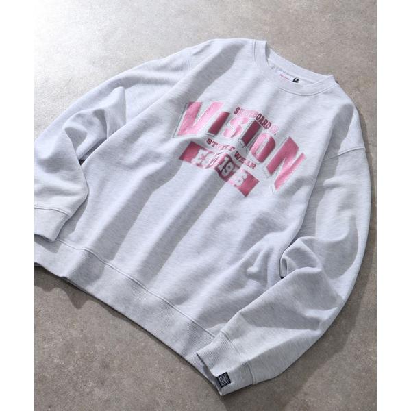 トレーナー スウェット 「VISION STREET WEAR/ヴィジョンストリートウェア」Bleach College TRN/ブリーチ加工 カレッジロゴ スウェット トレーナー