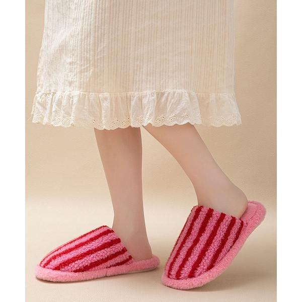 『セール実施中』ZOZO問い合わせ番号:102222729ショップ:FRP，エフアールピーブランド:LA VORAGINE，ラ ヴォラジネ，FRP，エフアールピー商品名:温かストライプ柄ファースリッパカテゴリ:インテリア>ルームシュー...