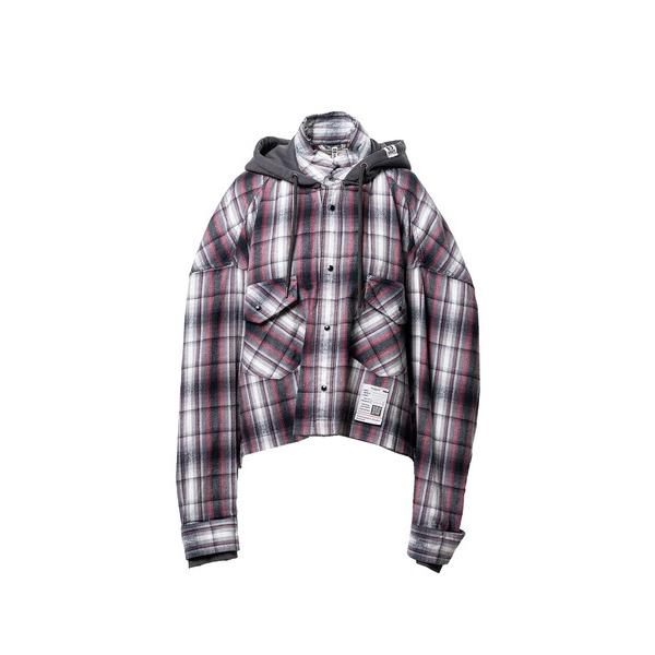 ブラウス シャツ Hoodie Combine Checkered Shirt レディース