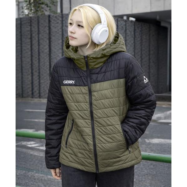ブルゾン アウター GERRY ジェリー 軽量 290T Eシレー 中綿 細キルト 切替 フード付きパーカー ジャケット アウター メンズ レディース
