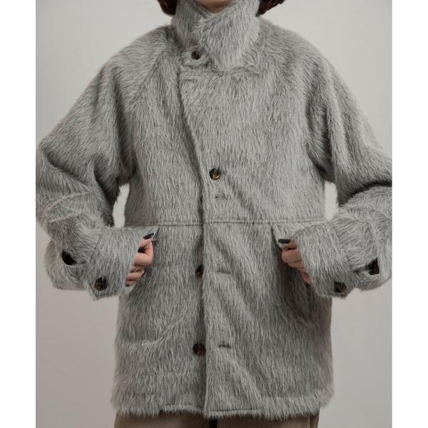 コート アウター 2way shaggy random button coat / 2wayシャギーランダムボタンコート レディース