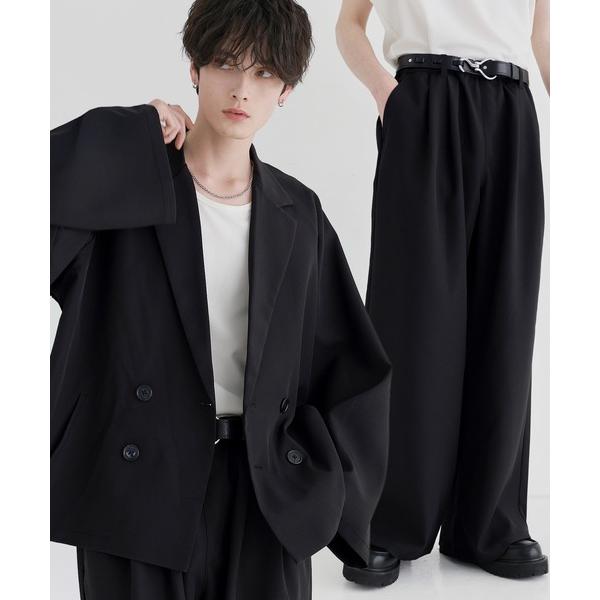 ZOZO問い合わせ番号:102307196ショップ:LILL，リルブランド:LILL，リル商品名:【セットアップ 2点セット】ルーズシルエットダブルテーラードジャケット+ワイドイージースラックスカテゴリ:ジャケット/アウター>セットア...