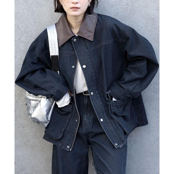 ZOZO問い合わせ番号:102308179ショップ:MONO-MART，モノマートブランド:MONO-MART，モノマート商品名:【anyway.シリーズ】襟配色 ルーズライン ファティーグ デニムジャケット〈セットアップ対応〉カテゴリ:ジ...