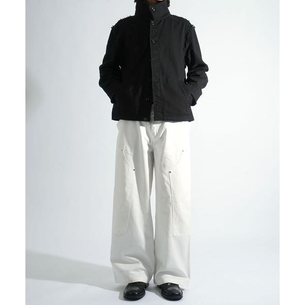 ワイドパンツ ジーンズ side double knee baggy pants/サイド ダブルニー バギーパンツ ツイル/デニムパンツ メンズ レディース
