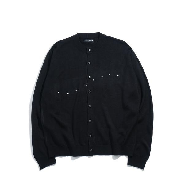 カーディガン studded high-gauge knit crewneck cardigan/スタッズ デザイン ハイゲージ ニット クルーネック カーディガン 短丈 カーデ メンズ レディース