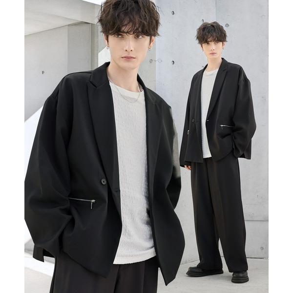 ZOZO問い合わせ番号:102410601ショップ:ASTRONOMY，アストロノミーブランド:ETELIO，エテリオ商品名:【セットアップ 2点セット】ビッグシルエットフロントジップデザインテーラードジャケット+センタープレススラックスカ...