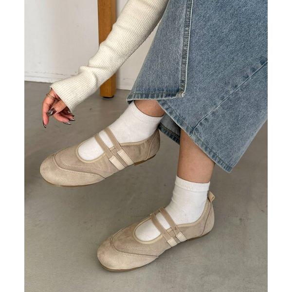 スニーカー 2ストラップバレエスニーカー レディース