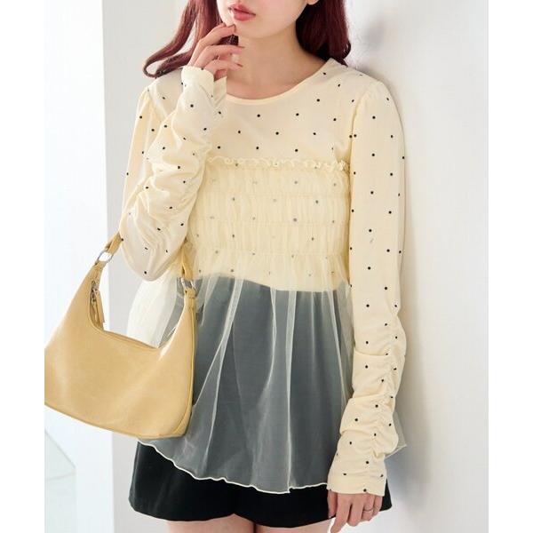 ZOZO問い合わせ番号:102417800ショップ:Kastane，カスタネブランド:Kastane，カスタネ商品名:【ドット＆ストライプ】バリエーションチュールドッキングプルオーバーカテゴリ:トップス>Tシャツ/カットソーブランド品...