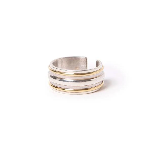 指輪 リング 「hobo / ホーボー」STRAIGHT LINE RING 925 SILVER with BRASS メンズ レディース