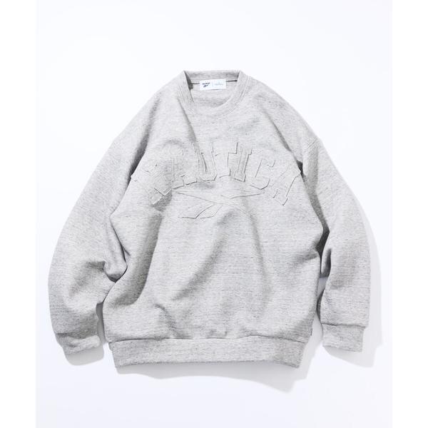 トレーナー スウェット Reebok×NAUTICA/リーボック×ノーティカ 「Exclusive」 ダブルネーム アーチロゴ ダンボール クルーネックスウェット メンズ