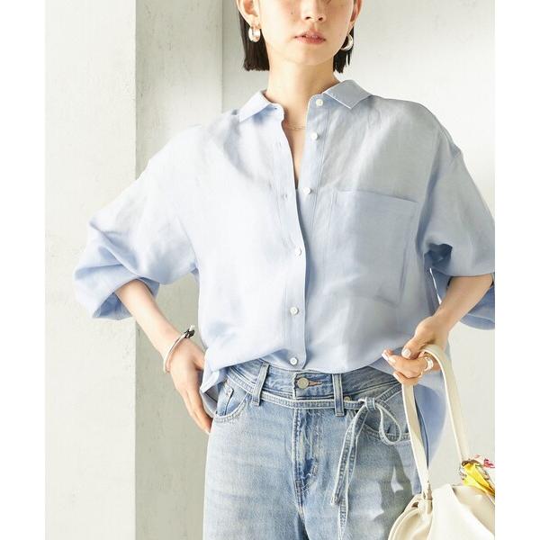 ブラウス シャツ 「手洗い可能」IMPERIAL LINEN 混 オーバー サイズ シャツ レディース
