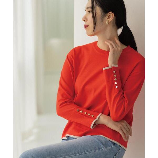ニット セーター 金ボタン使いリラクシーニット「洗濯機OK」 レディース