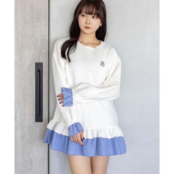 ワンピース 布帛ドッキングニットワンピース「大人 フェミニン ガーリー」