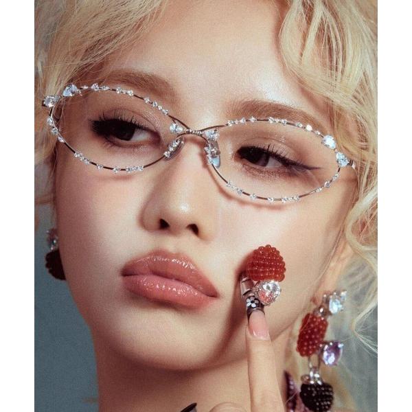 ZOZO問い合わせ番号:102507755ショップ:DIAVEL，ディアベルブランド:DIAVEL，ディアベル，LADY LIKE，レディライク，SHEENA，シーナ商品名:韓国Y2K ビジューリムメガネカテゴリ:ファッション雑貨>メ...