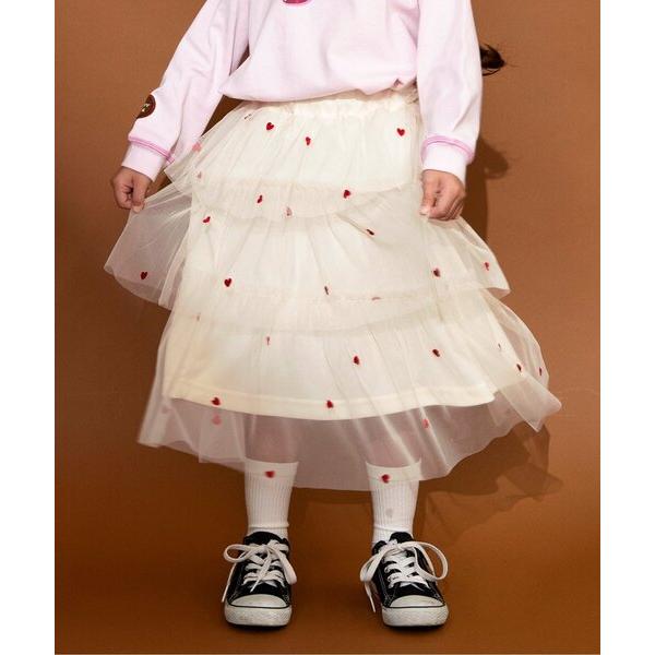 ZOZO問い合わせ番号:102541839ショップ:F.O.Online Store，エフオーオンラインストアブランド:BREEZE，ブリーズ商品名:ハート総柄 刺繍チュールスカート_ジュニア対応カテゴリ:スカート>スカートブランド品...