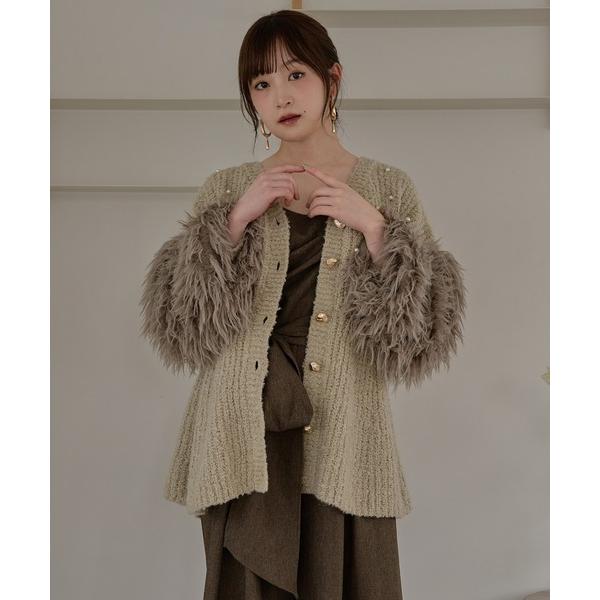 ニット セーター shaggy sleeve peplum knit / シャギースリーブペプラムニット レディース