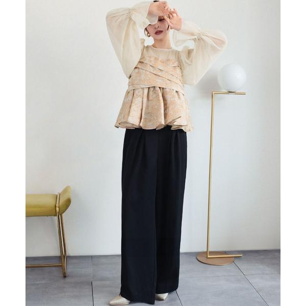 ZOZO問い合わせ番号:102589789ショップ:RIVER FIELD &amp; Co.，リバーフィールド　アンド　コーブランド:GIRL，ガール，ANDRESD，アンドレスド商品名:シアーボリュームスリーブ ペプラム ブラウス ワイ...