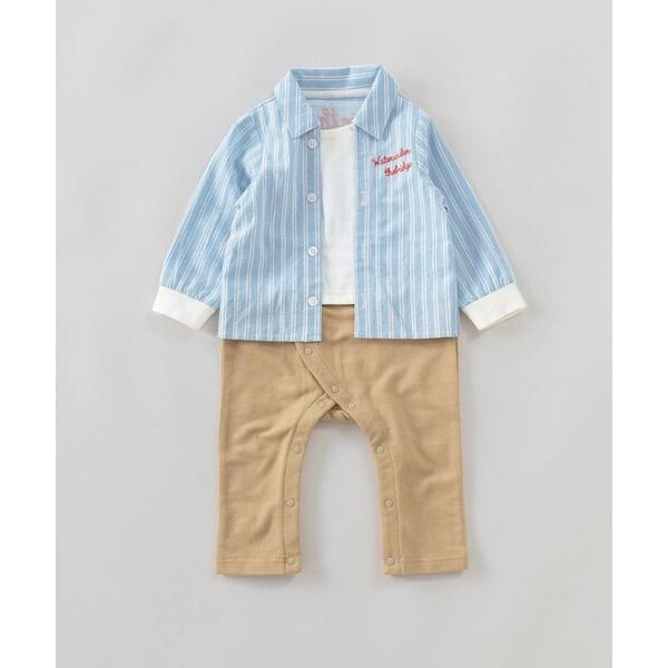 ※このアイテムは返品・交換対象外商品です。ZOZO問い合わせ番号:102968296ショップ:branshes，ブランシェスブランド:branshes，ブランシェス商品名:【おそろい】ストライプ柄ロゴ刺繍長袖カバーオールカテゴリ:ママ＆ベビ...