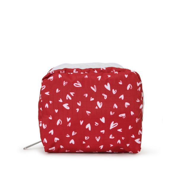 ZOZO問い合わせ番号:103122246ショップ:LeSportsac，レスポートサックブランド:LeSportsac，レスポートサック商品名:SQUARE COSMETIC レッドミニハーツホワイトカテゴリ:財布/小物>ポーチブラ...