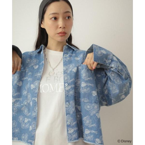 ブラウス シャツ ミッキー＆フレンズ/花柄デニムシャツ レディース