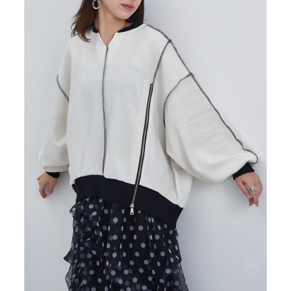 トレーナー スウェット 「MAISON BREEZE reveur」ZIPデザインワッフルプルオーバー trc レディース